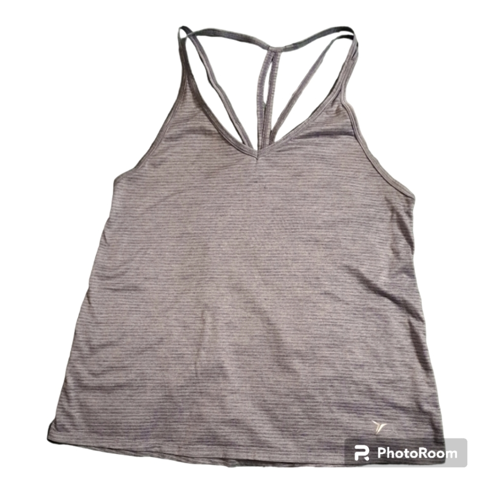 OLD NAVY ACTIVE Go-Dry Tank Top Heather Blue White Stripes Sz M